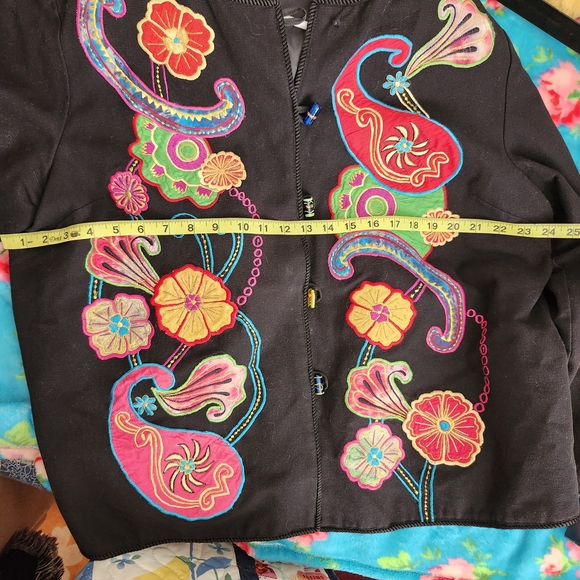 Indigo Moon Black Jacket with Colorful Embroidery - Picture 8 of 10